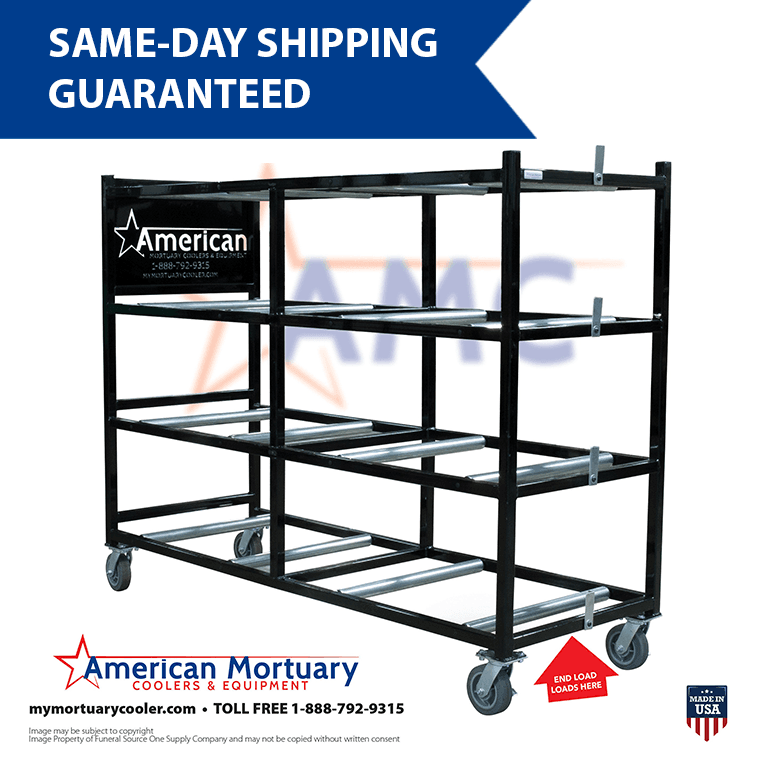 **Secure, Affordable, and Mobile Cadaver Storage: AMC 4TEL 4-Tier End Loading Mortuary Rack | Mortuary Cadaver Racking Shelves for Cooler Use**
The **AMC 4TEL 4-Tier End Loading Mortuary Rack** from **American Mortuary Coolers** is the ultimate solution for dependable and efficient **cadaver storage** inside **mortuary coolers**. This rack system offers a secure, cost-effective way to organize and store bodies in refrigerated environments, providing professional facilities with a reliable alternative to tr