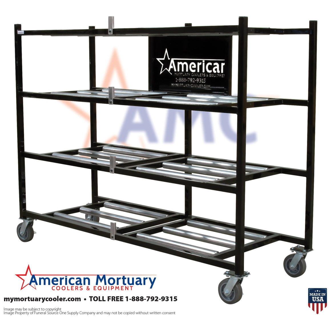 4-Tier Side Loading Affordable & Mobile Mortuary Rack | Cadaver Storage