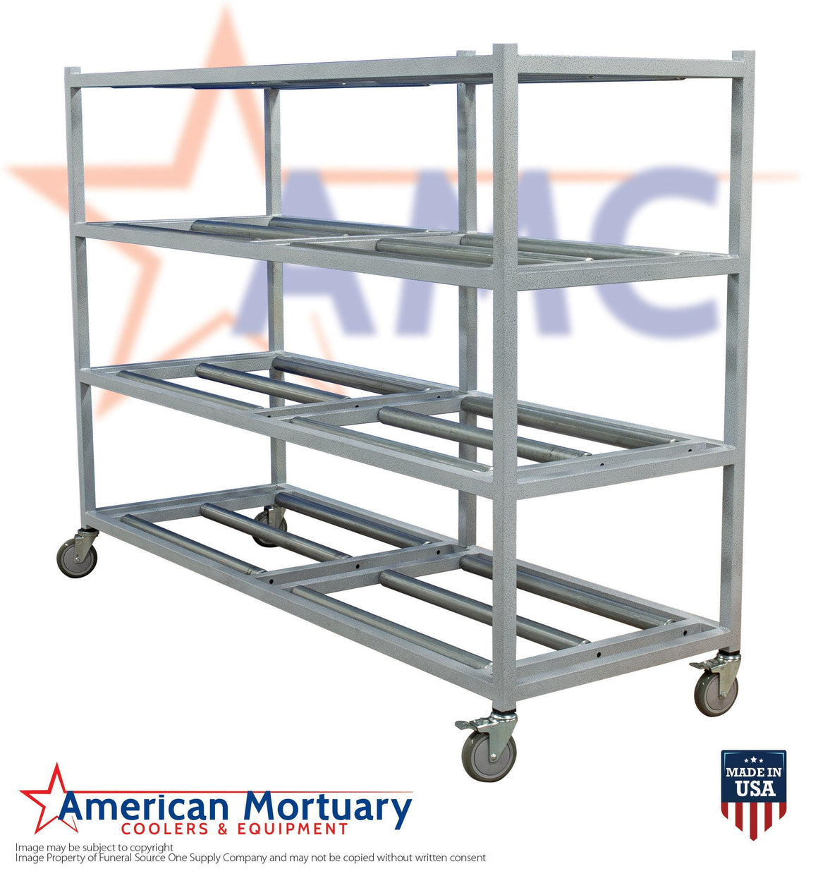 4-Tier Side Loading Affordable & Mobile Mortuary Rack | Cadaver Storage