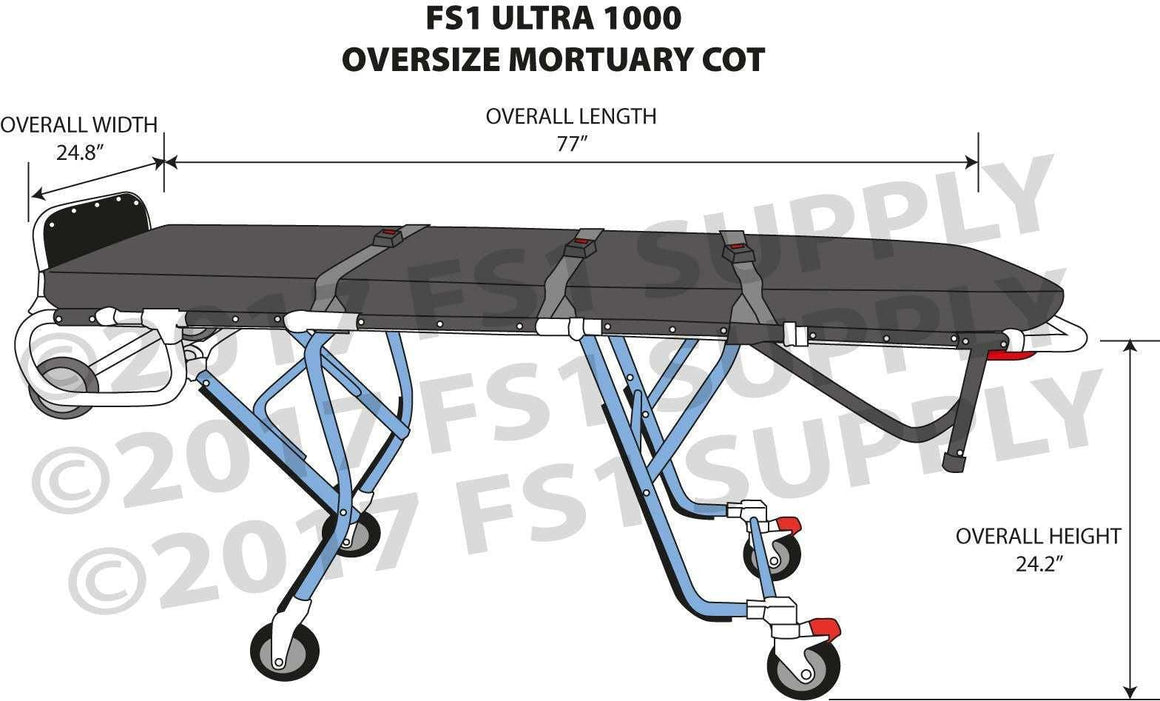 1000lb capacity mortuary gurney, Ultra 1000 model, reliable and durable cot