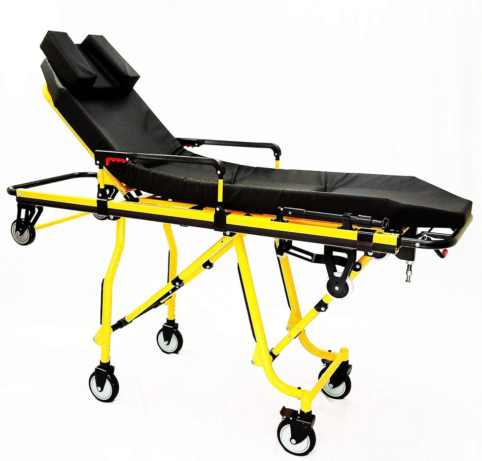 Durable and reliable yellow EMS stretcher