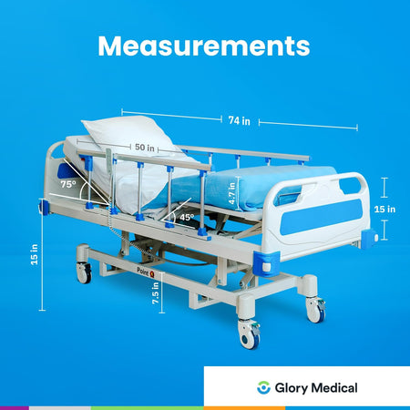 MS-P3 electric hospital bed with a 4.7-inch thick foam mattress, made in the USA.
