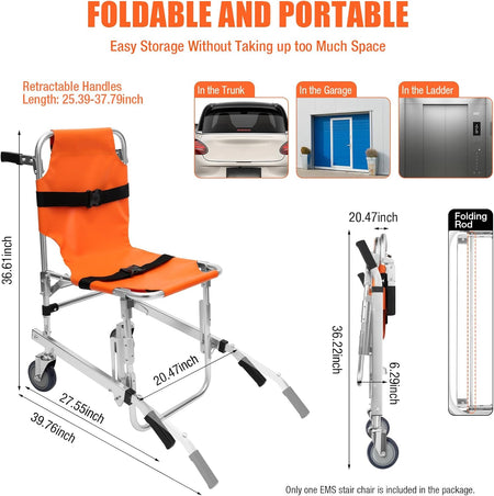 The MS-MSC-1-O Stair Chair fully assembled