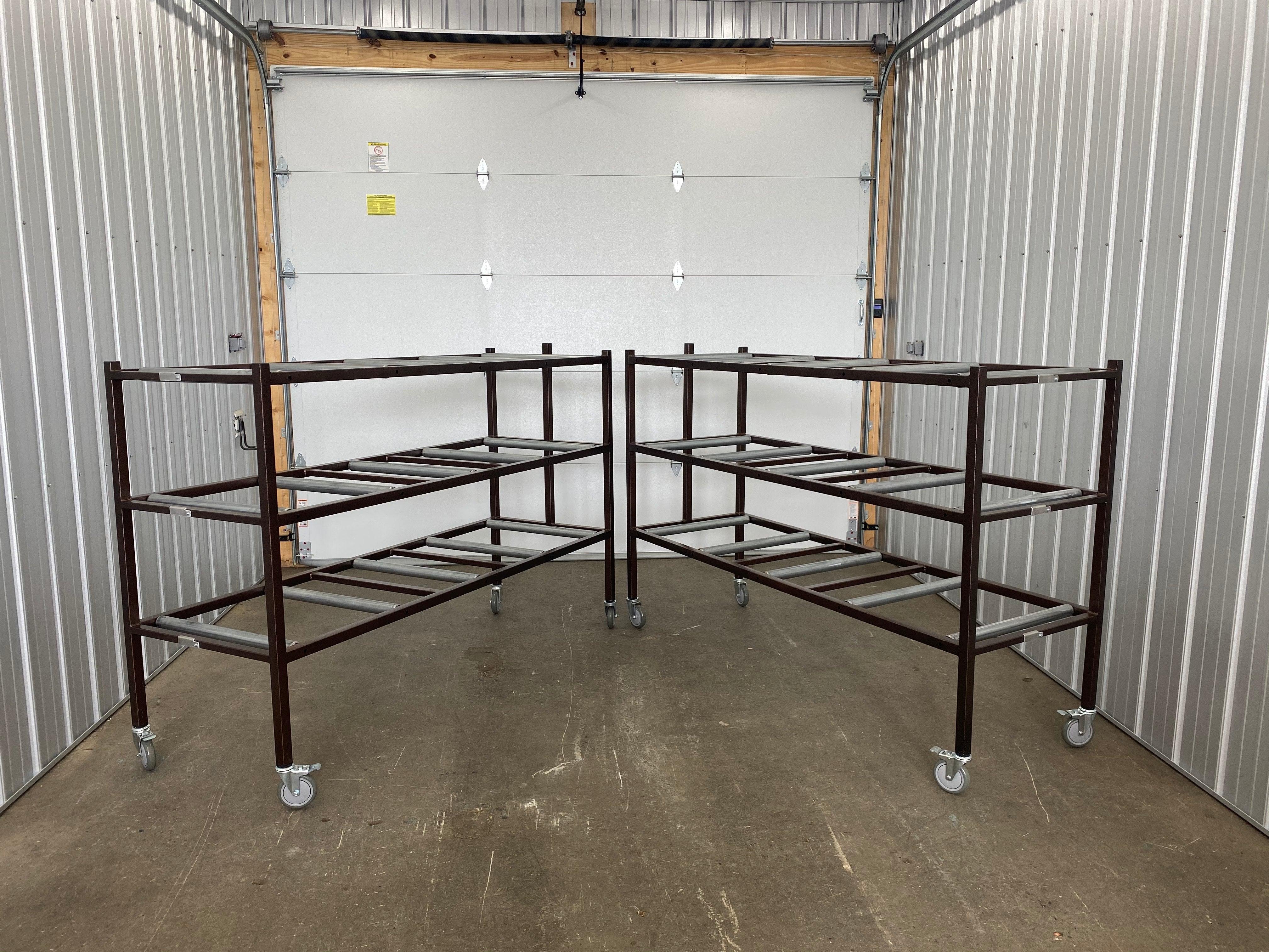 3 Tier End Loading Mortuary Roller Rack Model # AMC 3TEL - American Mortuary Coolers Powered by Funeral Source One Supply Company 